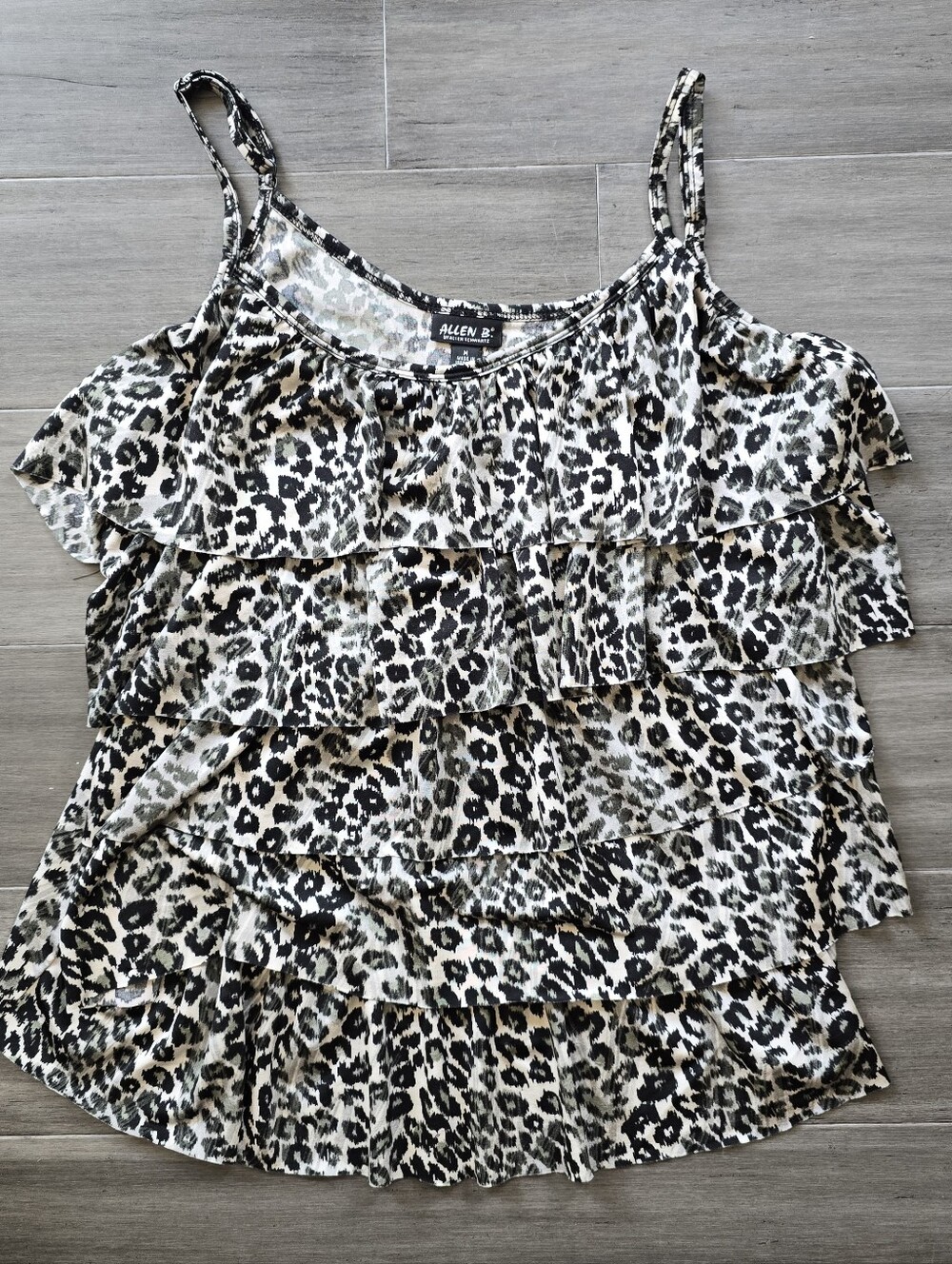 Allen B. By Allen Schwartz Womens Cami Leopard Ruffle Comfy M Medium Black White